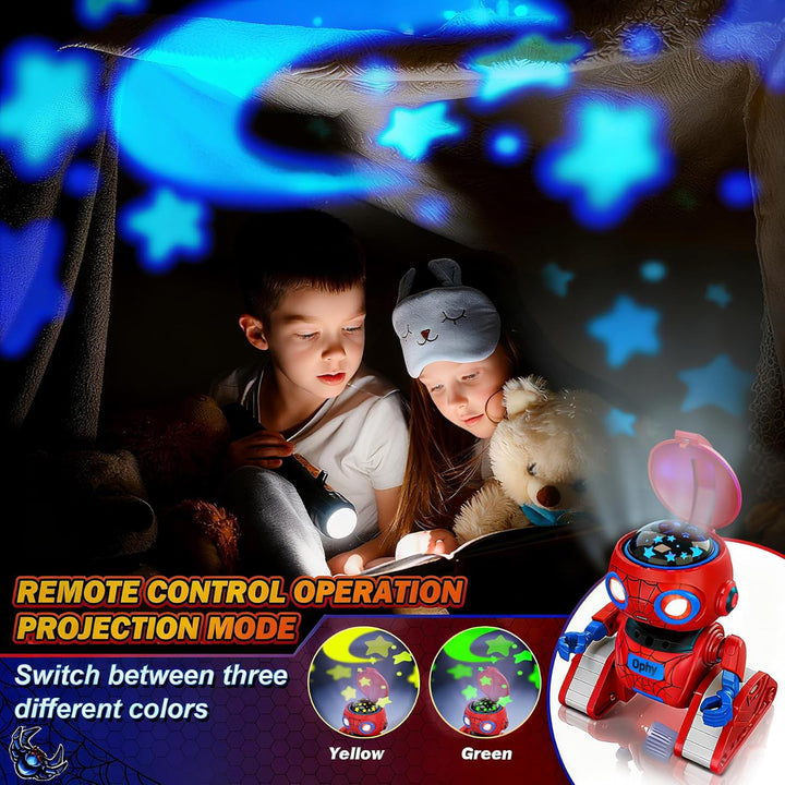 Ophy Roboter Kinder Spielzeug Spider, wiederaufladbar und projizierbar, RC-Roboter mit LED-Augen und