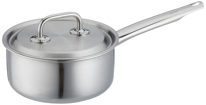 Spring Brigade Premium Stielkasserolle nieder mit Deckel 16 cm, Edelstahl, Silber, 2-Einheiten, 14.8