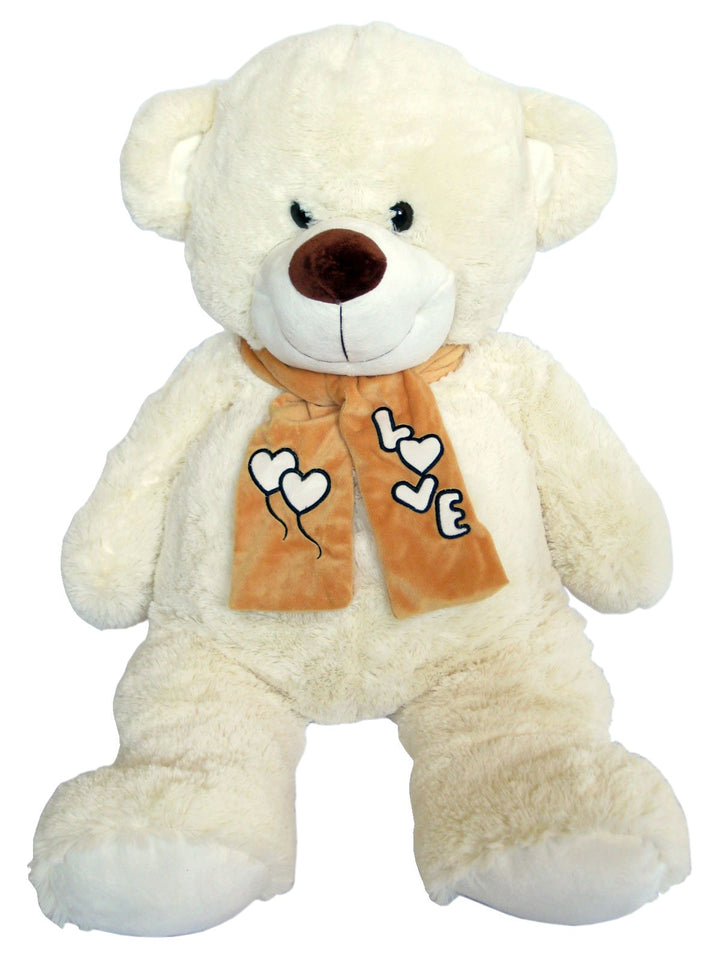 Wagner 9005 - XXL Plüschbär Teddy Bär mit Schal - 100 cm gross - weiss - Teddybär Kuschelbär