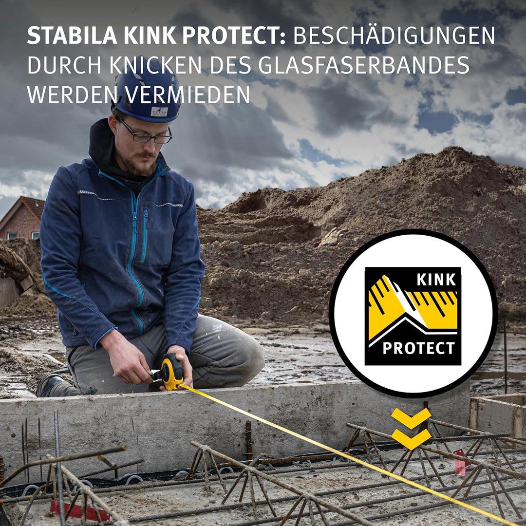 STABILA Kapselbandmass LBM 2000 FIBREGLASS, 30 m, Glasfaser-Messband mit metrischer Skala und Knicks