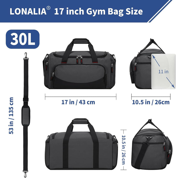 30L Kleine Sporttasche Reisetasche - 43x26x26cm Handgepäck Weekender Gym Tasche für Sport Training U