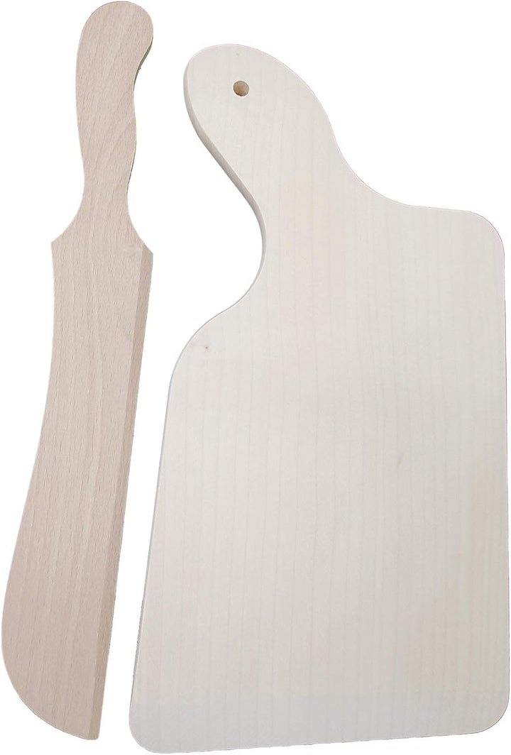DEKOFANT Spätzlebrett Holz und Spätzle Messer ergonomisch I Spätzlehobel 29x15,5x1cm I links/rechts
