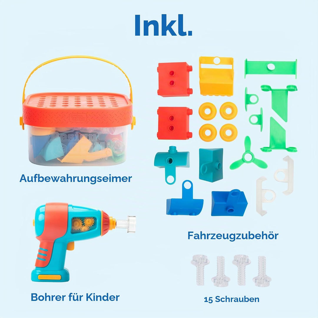 Learning Resources Design & Drill Baueimer, Mint-Spielzeug, 41-teilig, mit elektrischem Spielzeugboh