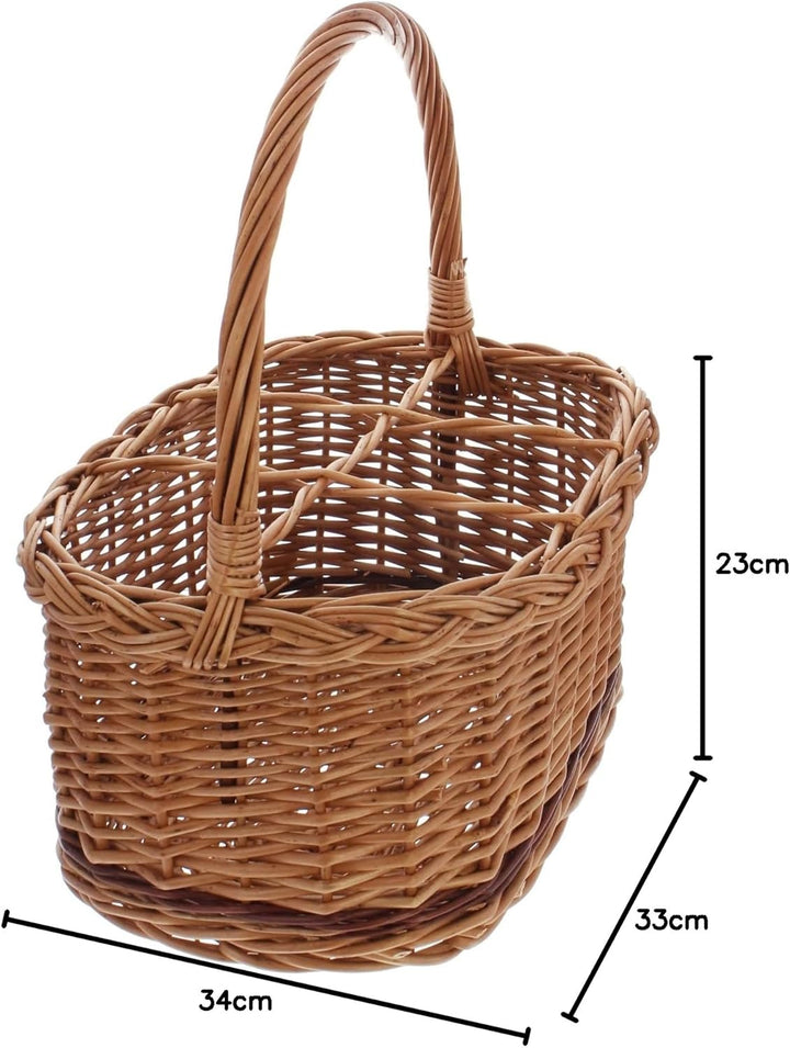 Dekoleidenschaft Flaschenkorb aus Weide “Rustico” für 6 Flaschen, Transportkorb, Flaschenträger, Fla