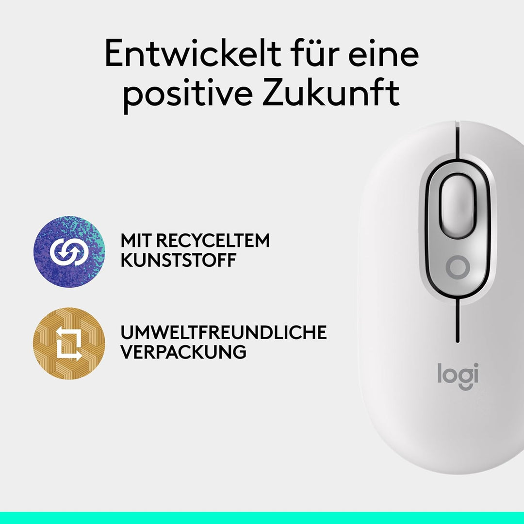 Logitech POP Mouse, kompakte und Mobile kabellose Bluetooth-Maus mit programmierbaren Tasten und lei