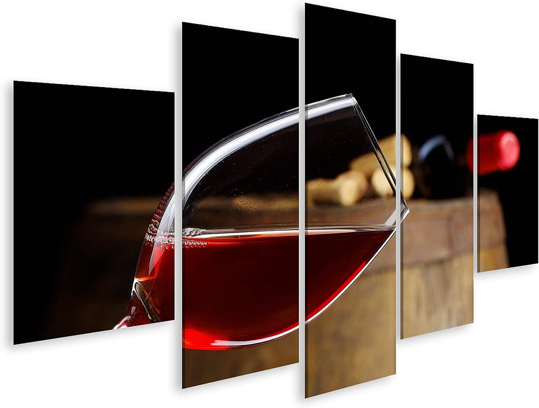 islandburner Bild auf Leinwand Glas Wein Mit Fass Wandbild Poster Kunstdruck Bilder Format: 170x80cm