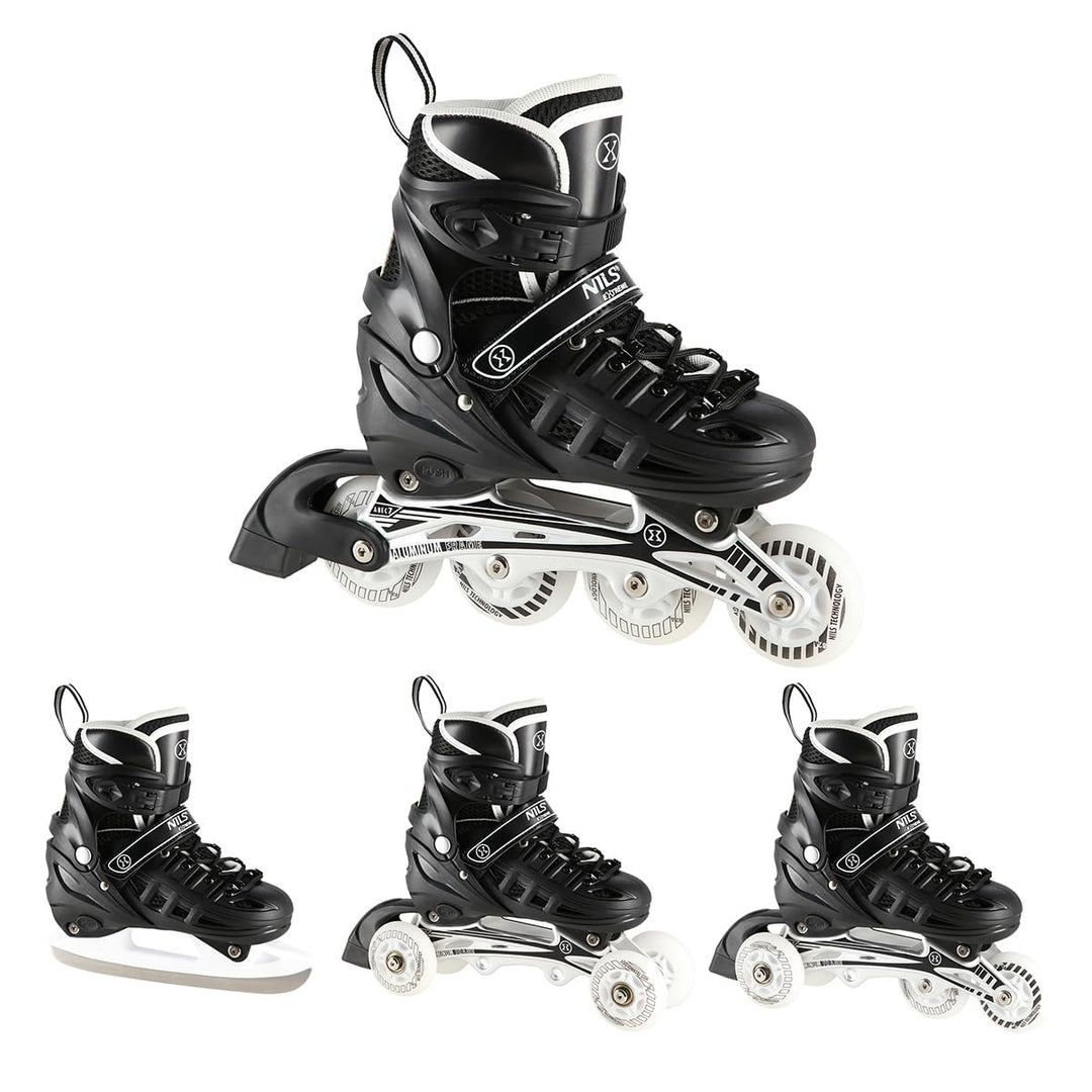 LED 4-in-1 Inline-Rollschuhe Triskates Schlittschuhe mit einstellbarer Grösse 31–42 Inlines ABEC7 fü