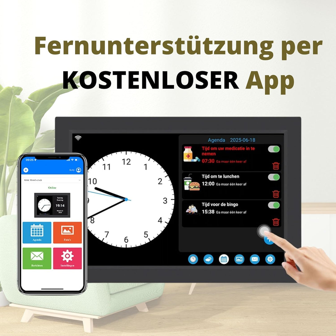 OER Smart Demenzuhr – Verwalten Sie die Agenda über die KOSTENLOSE App – Spricht Uhrzeit und Tagesze