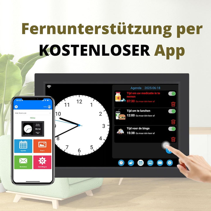 OER Smart Demenzuhr – Verwalten Sie die Agenda über die KOSTENLOSE App – Spricht Uhrzeit und Tagesze