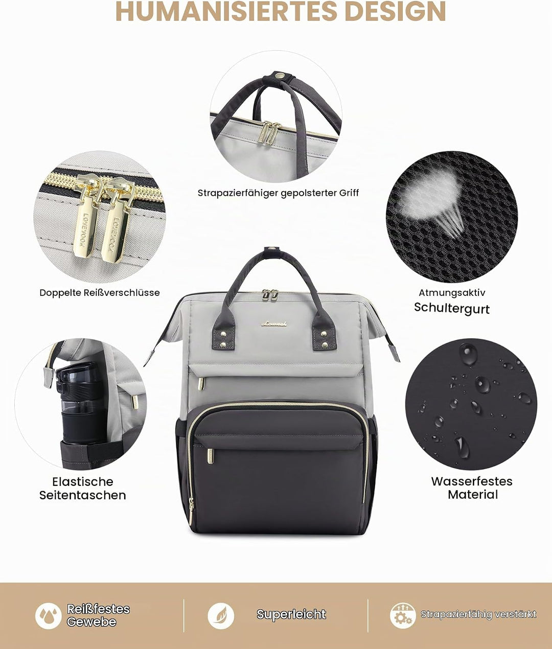 LOVEVOOK Rucksack Damen, Laptop Rucksack 17 Zoll, Schulrucksack Teenager | Reiserucksack Arbeitsruck