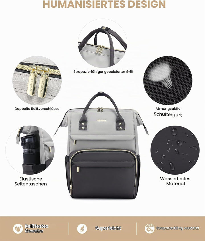 LOVEVOOK Rucksack Damen, Laptop Rucksack 17 Zoll, Schulrucksack Teenager | Reiserucksack Arbeitsruck