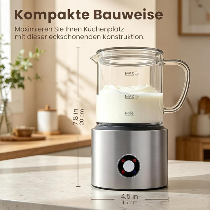 Milchaufschäumer Elektrisch 4 in 1, Milchschäumer Induktion 500ml Kalt Warm, Automatische, Spülmasch