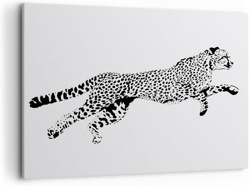 Bilder auf Leinwand 100x70cm Leinwandbild mit Rahmen Gepard Tier Dots Gross Wanddeko Bild Schlafzimm