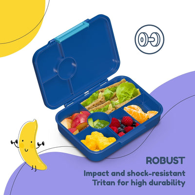 schmatzfatz Lunchbox, Unterteilte Brotdose Kinder, Lunchbox mit Fächern, Bunte Bento-Box für Schule