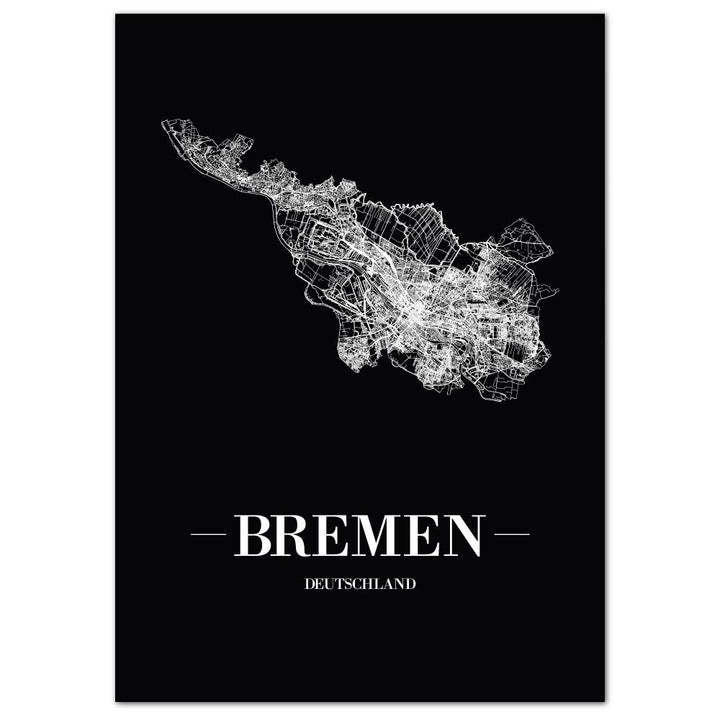 JUNIWORDS Stadtposter, Bremen, Wähle eine Grösse, 40 x 60 cm, Poster, Schrift A, Schwarz 40 x 60 cm