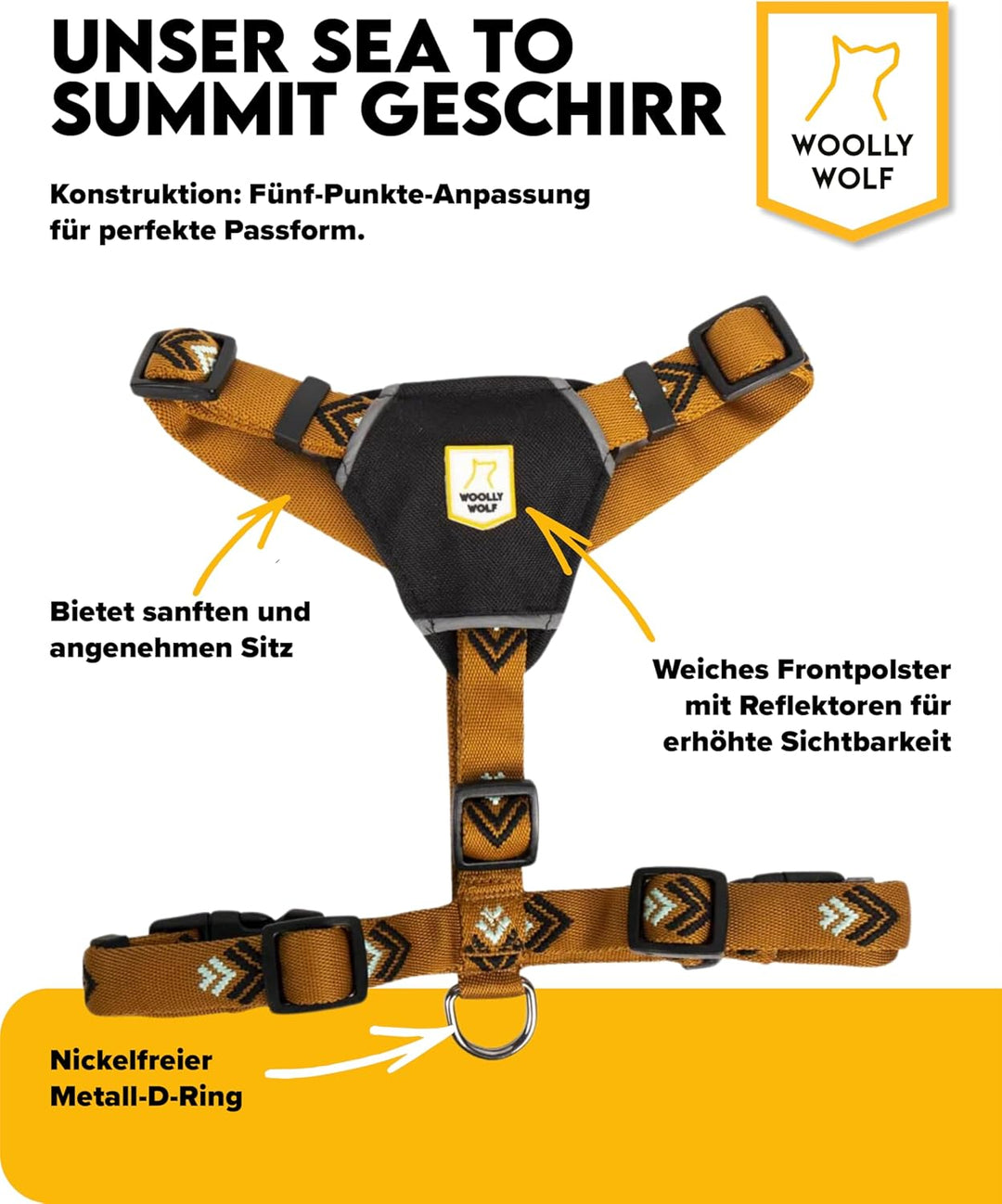 Woolly Wolf Sea to Summit Dog Harness S - Hundegeschirr für kleine Hunde aus recyceltem Polyester, V
