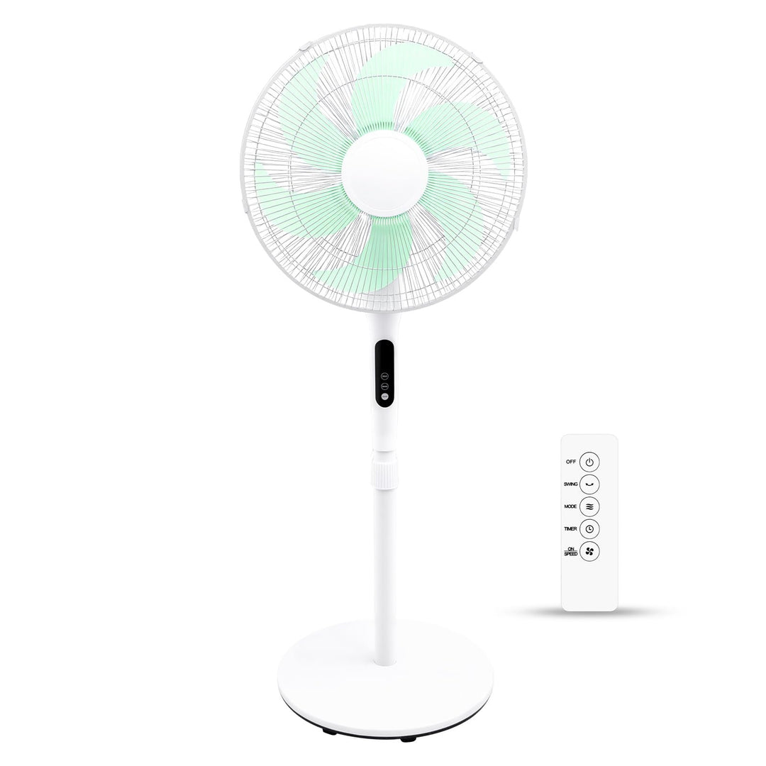 Standventilator mit Fernbedienung, 3 Geschwindigkeitsstufen, 6 Flügel, 7,5H Timer, höhenverstellbar