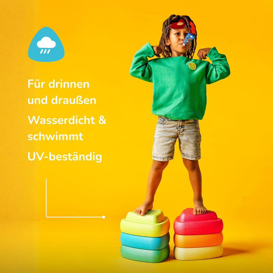 Nattou Blocky Balancesteine für Kinder - Stapelbare Spielsteine - Rutschfestes Sensorisches Spielzeu