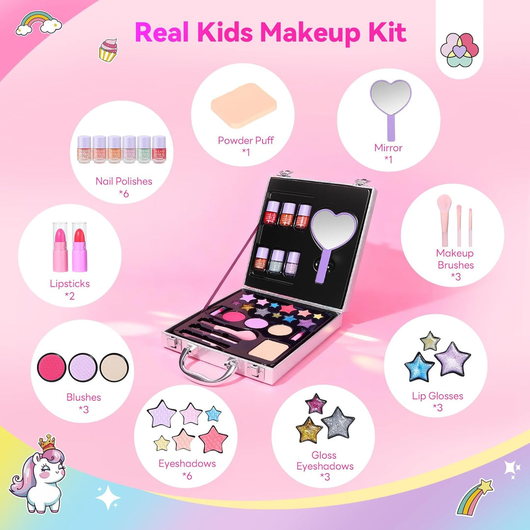 SAVILAND Kinderschminke Set Mädchen Schminkkoffer: All-in-1 Kreativ Kinder Make Up Set Waschbar Schm
