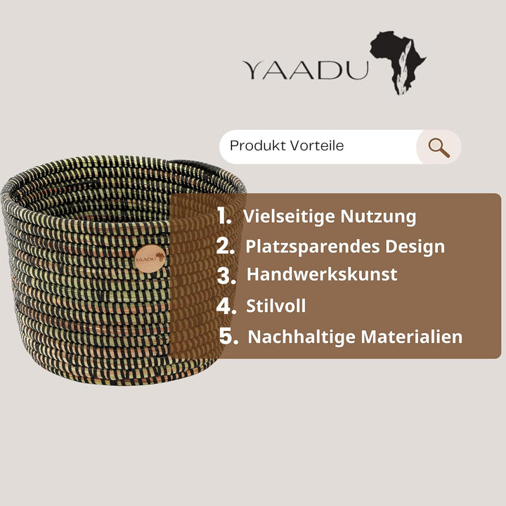 YAADU Geflochtener Korb – Blumentopf, Aufbewahrungskorb, Übertopf, Regalkorb, Pflanzenkorb, Afrikani