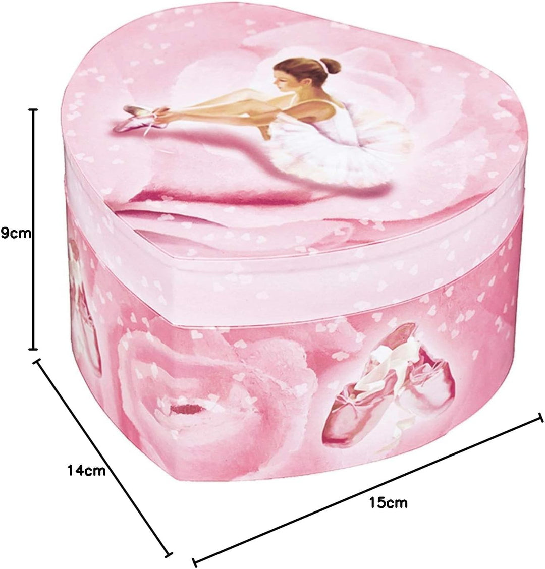 Trousselier 6230974 Musikspieluhr in Herz-Form, Ballerina, nachtleuchtend, Spieldose für Kinder