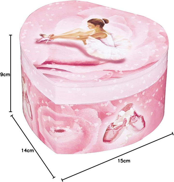 Trousselier 6230974 Musikspieluhr in Herz-Form, Ballerina, nachtleuchtend, Spieldose für Kinder