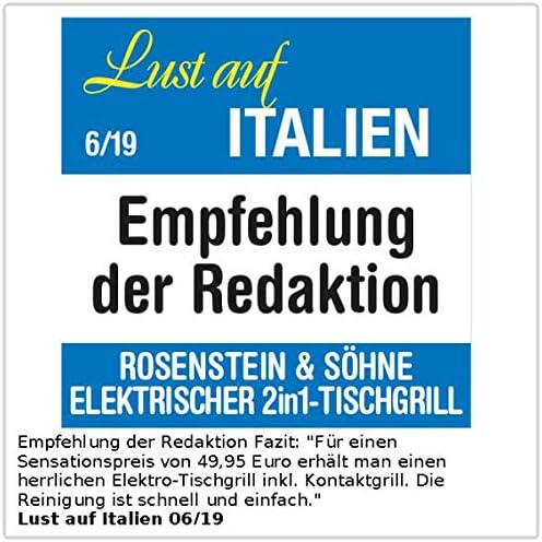Rosenstein & Söhne Grill: Elektrischer 2in1-Tischgrill mit Kontaktgrill, Grillplatte, 2.000 Watt (El