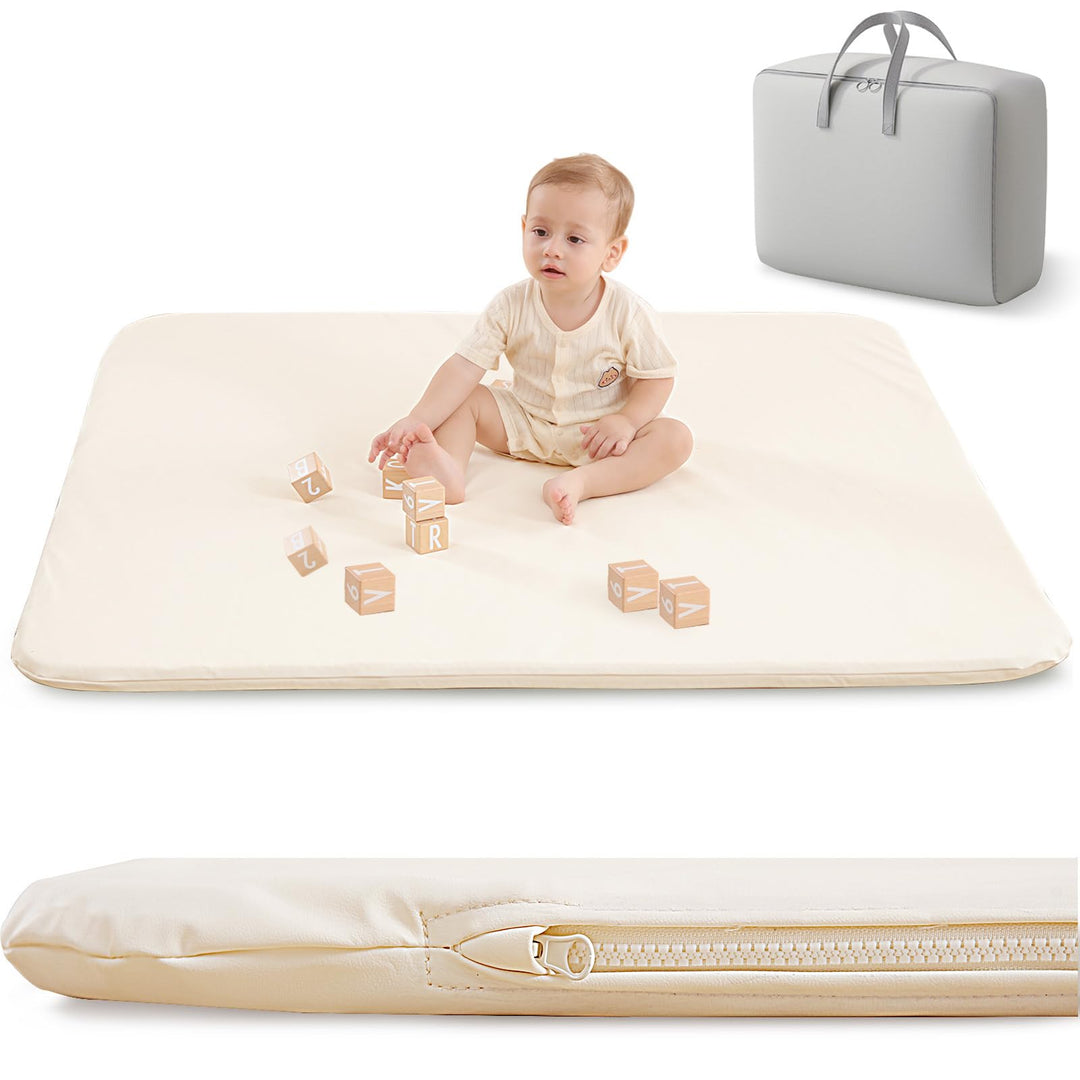 Spielmatte Baby 120x120x3cm, –Extra Dicke & Abdichtung & super weiche Bodenmatte aus veganem Leder s