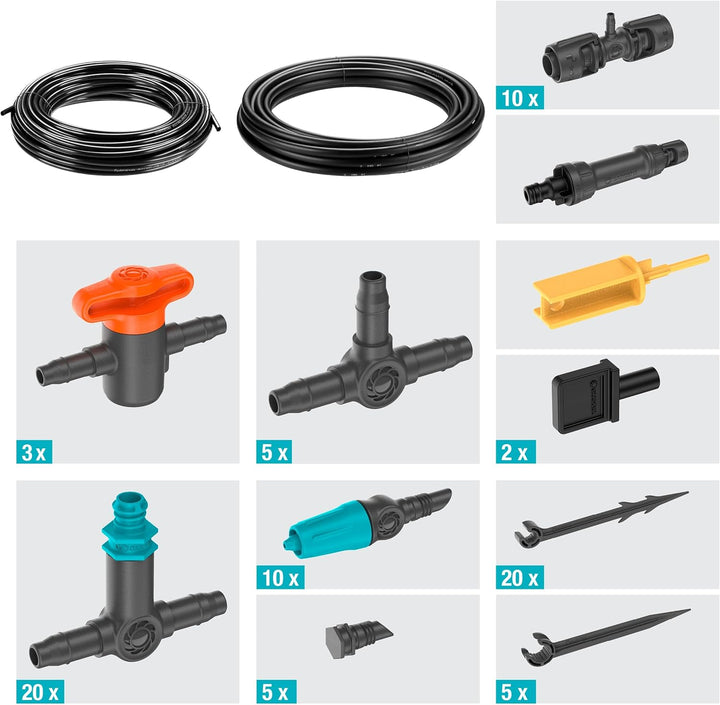 Gardena Micro-Drip-System Tropfbewässerung Set Terrasse (30 Pflanzen): Starter-Set sofort einsatzber