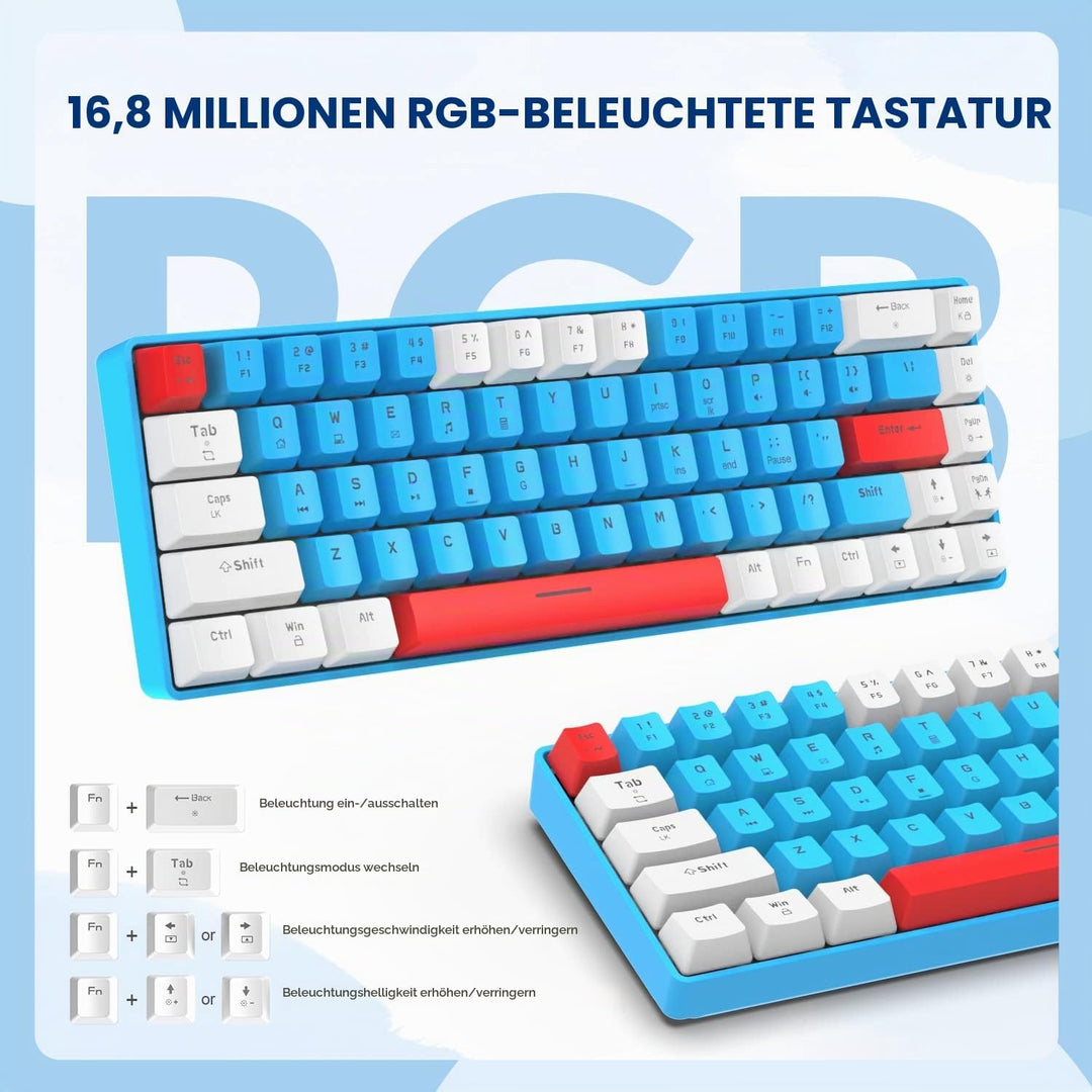 YINDIAO T8 60% Gaming-Tastatur,68 Tasten,Kompakte,Kabelgebundene,Mechanische Mini-Tastatur mit 18 Ch