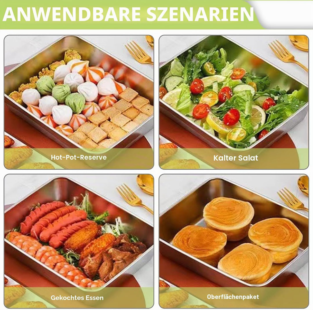 Panierschalen Set 6 Teilig, 25.5 x 20 x 5.5 cm Edelstahl Schale Rechteckig, Edelstahl Panier-Set, Pa
