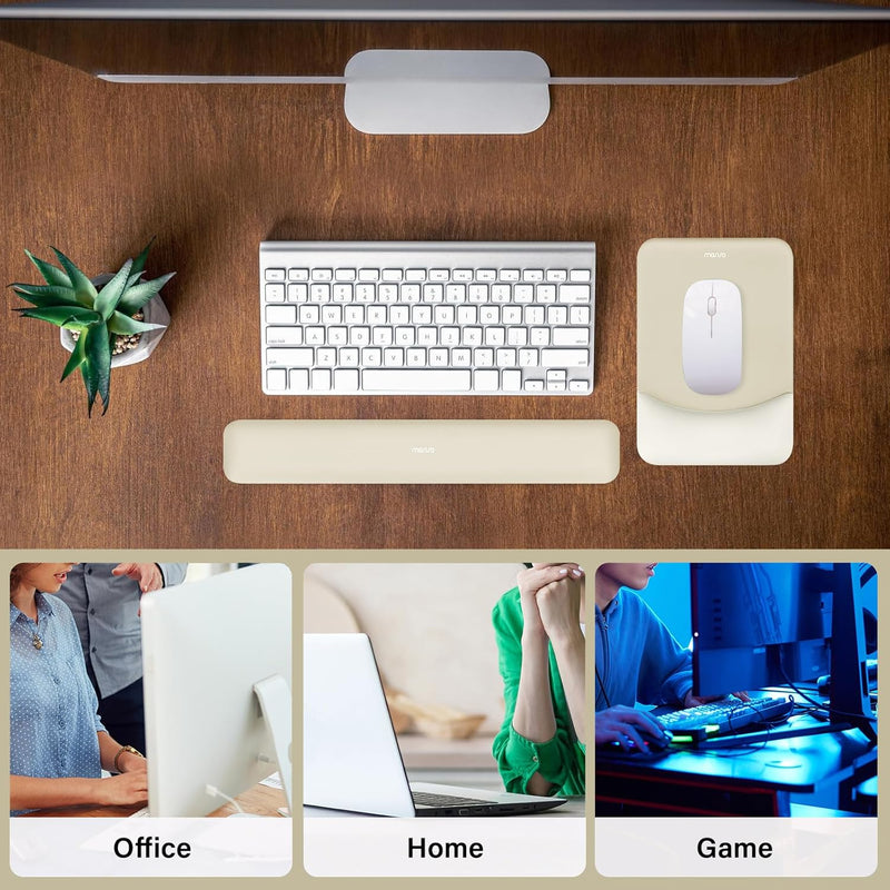 MOSISO Handgelenkstütze für Mauspad&Tastatur Set, Rechteckig Ergonomisch Mauspad Rutschfest Basis Ho