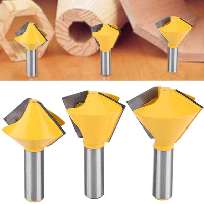 Fafeicy 3 Stück Bird's Mouth Kleber Joint Router Bit, Hartmetallfräser, 1/2 "Schaft, für Massivholz,