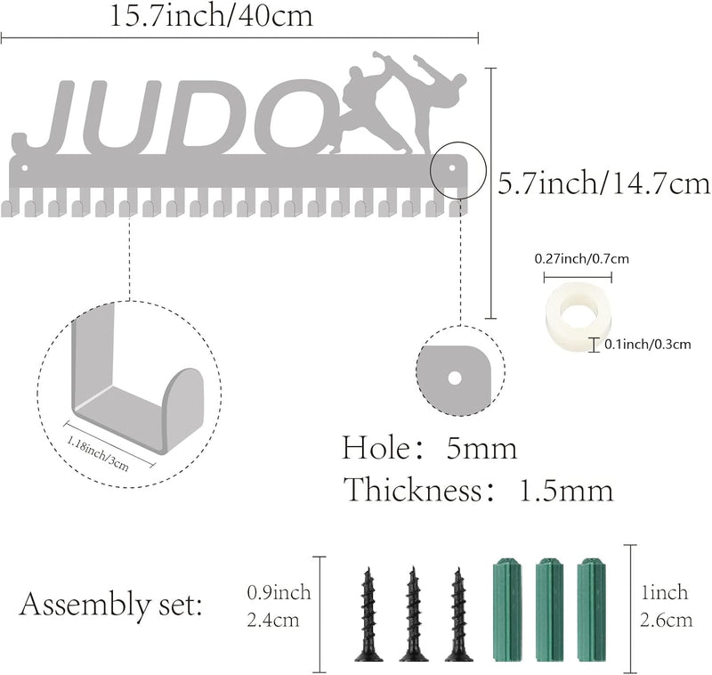 CREATCABIN Judo Metall Medaillenhalter Judokas Medaillen Display Kleiderbügel Sport Athlet Awards Wa