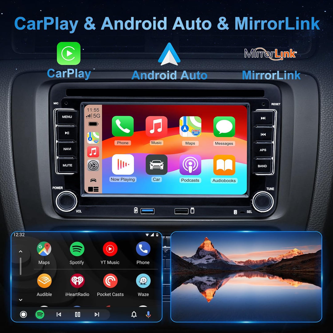 Android 15 Autoradio 2+64GB für VW Golf 5 6 Polo 6R Passat T5 Seat Skoda, 7 Zoll 2DIN Car Radio mit