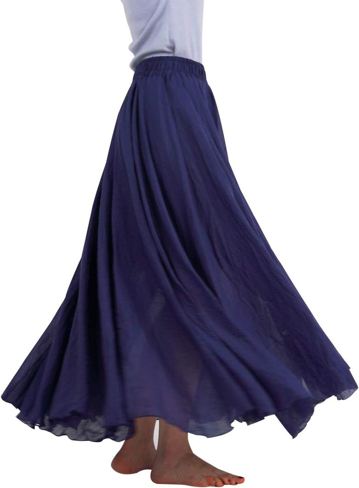 FEOYA Baumwolle Leinen Maxirock Boho Sommer Rock Double Layer Elastische Taille Faltenrock Frauen Ei
