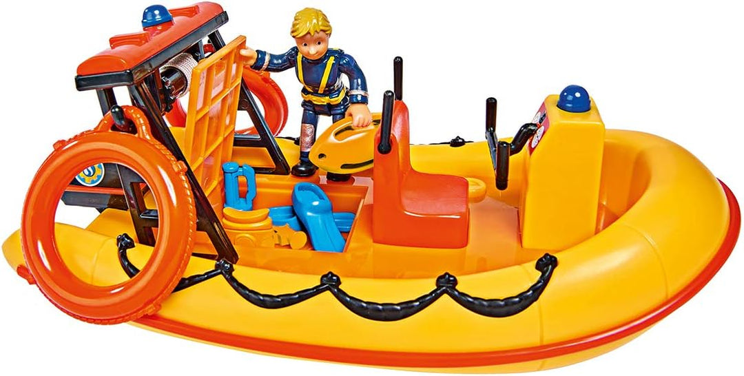 Simba 109251047 - Feuerwehrmann Sam Neptune Boot, mit Penny Figur im Tauchoutfit, mit Geheimfach und