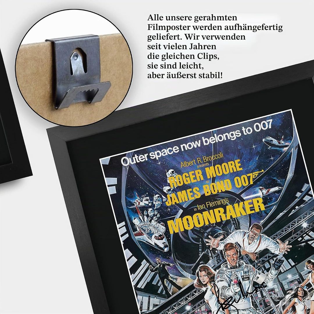 HWC Trading A3 FR James Bond - Moonraker Movie Poster Roger Moore Signed Geschenk GESTALTET A3 Print