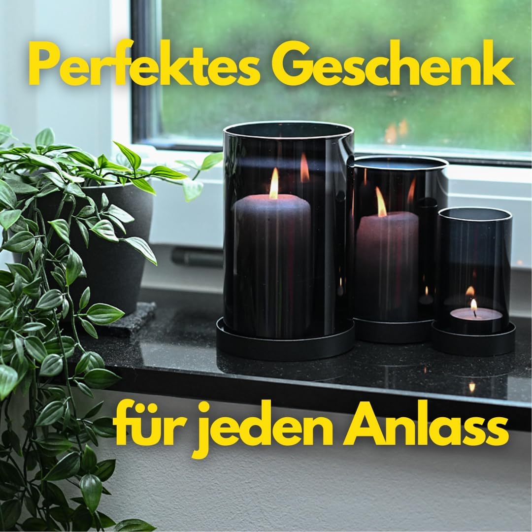 CeleBig® Windlicht 1er Set (3 Gläser) mit Meereslicht-Effekt | Lichtermeer | Kerzenhalter mit Windli