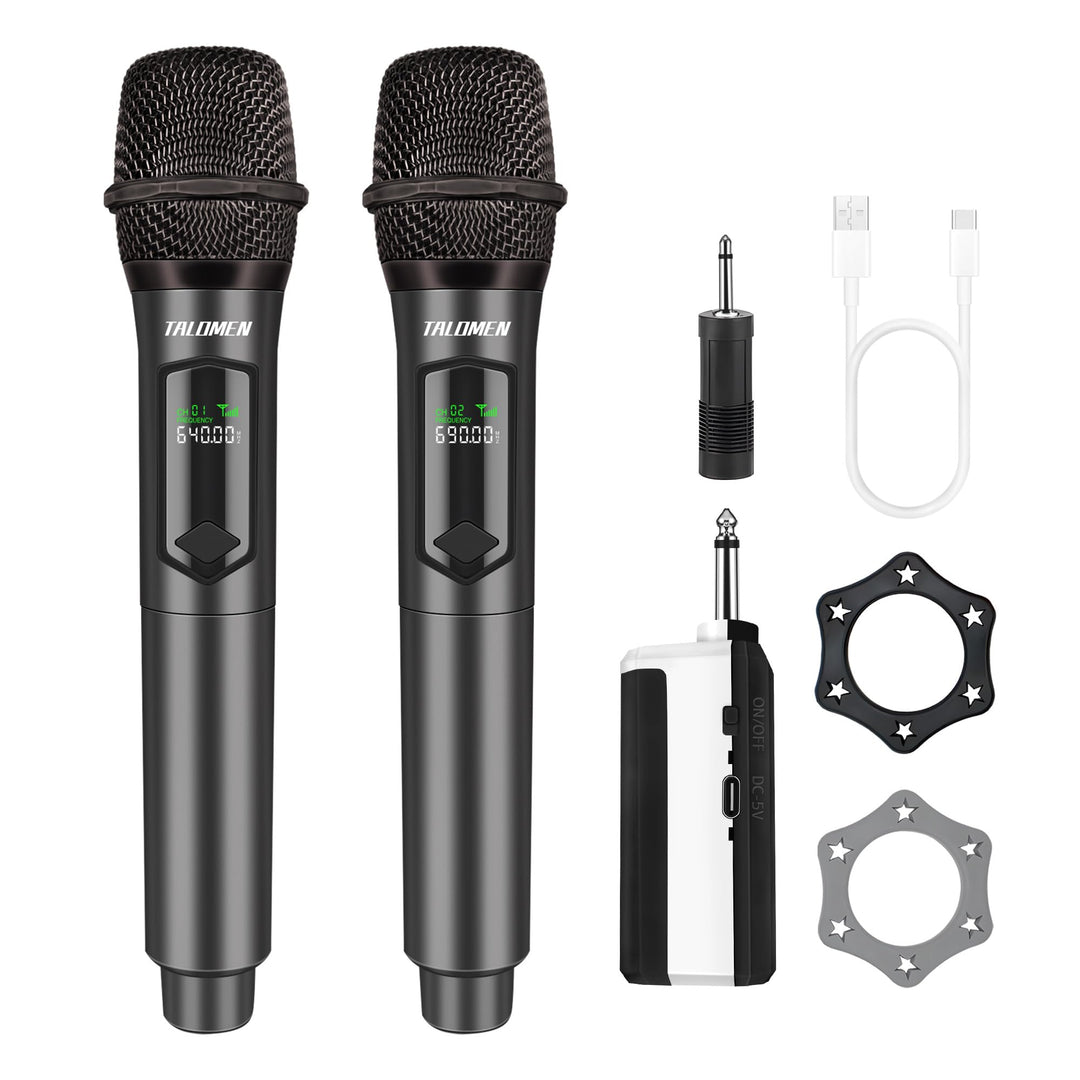 talomen Mikrofon kabellos,Drahtloses Funkmikrofon Wireless Microphone,Dual Mikrofon Kabellos Set,Han