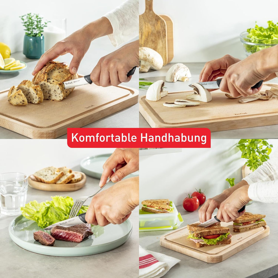 Tefal K2733S Colorfood Messerset 3-teilig | Universalmesser (10 cm)/Schälmesser (8 cm) gezahnt, Schä
