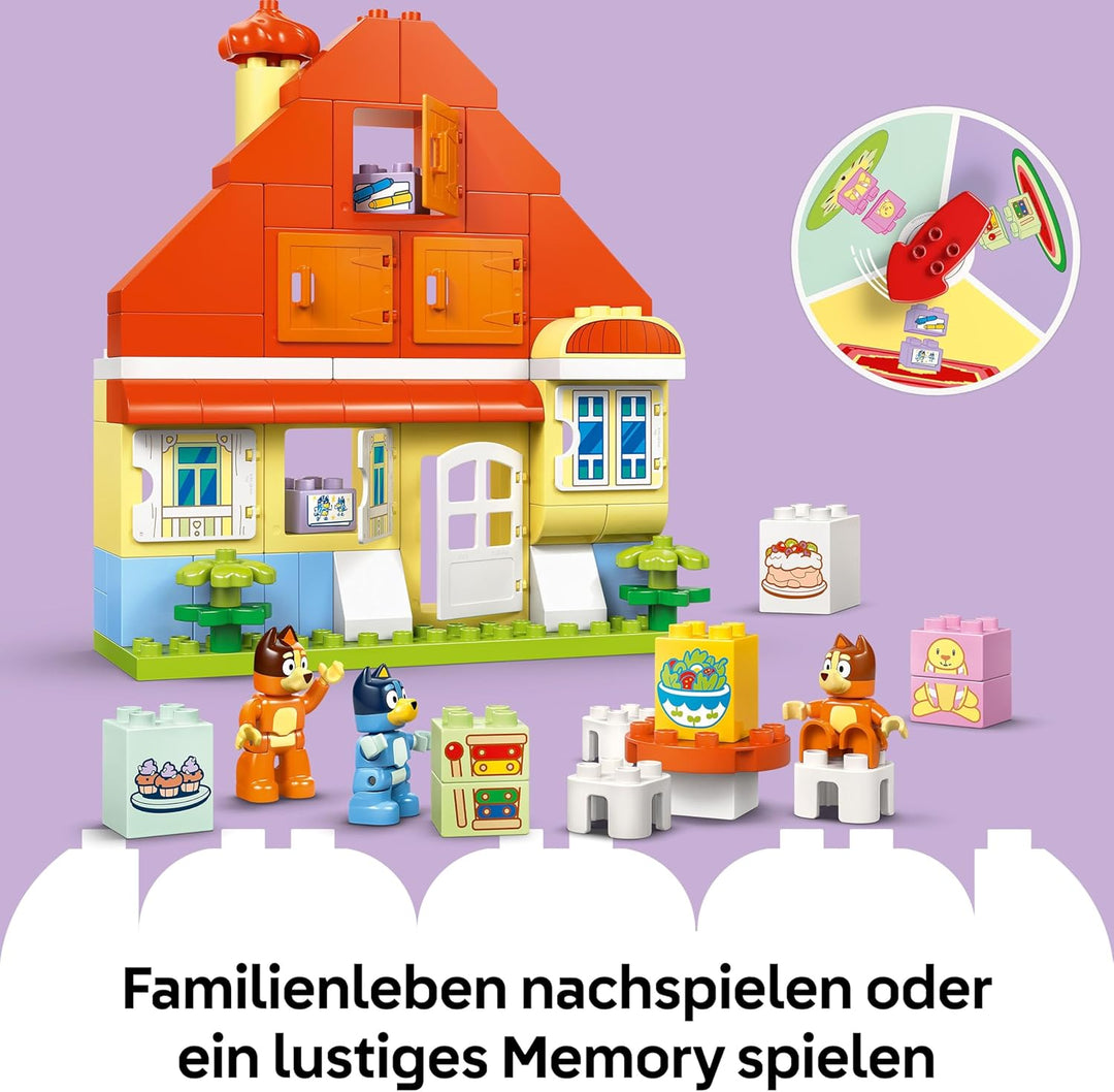 LEGO DUPLO Bluey: Blueys Familienhaus mit Memory-Spiel - Lernspielzeug für Kleinkinder - Inkl. 3 Min