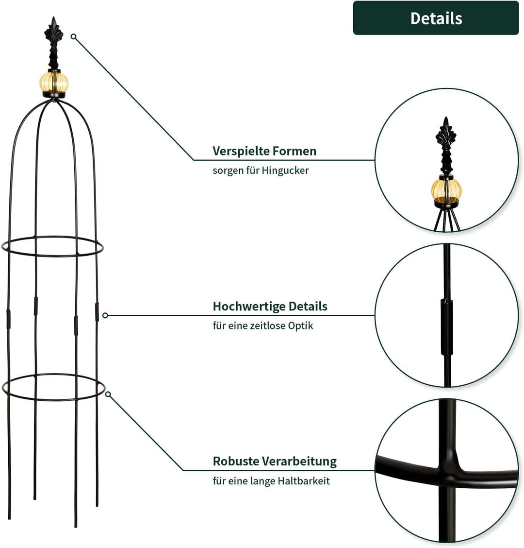 VERDOBA Obelisk Rankhilfe Metall - 2er-Set Rankenhilfe für Pflanzen - freistehende Rankhilfe Gitter