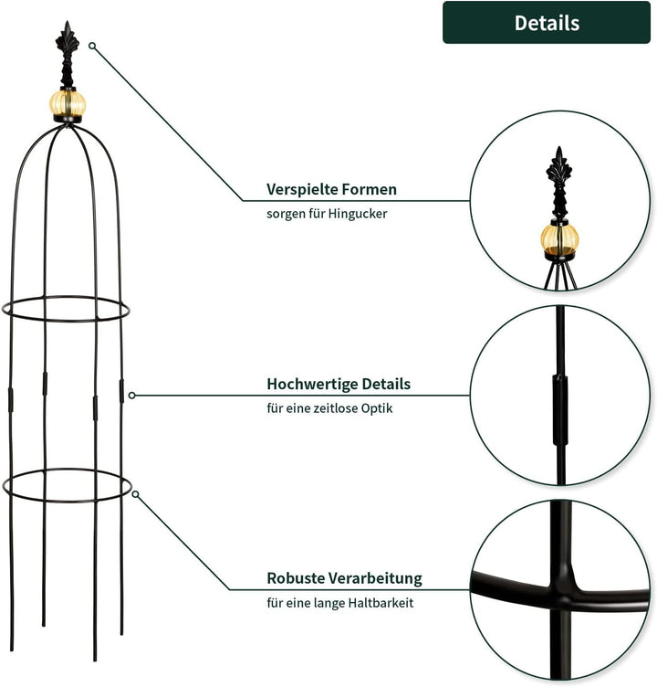 VERDOBA Obelisk Rankhilfe Metall - 2er-Set Rankenhilfe für Pflanzen - freistehende Rankhilfe Gitter