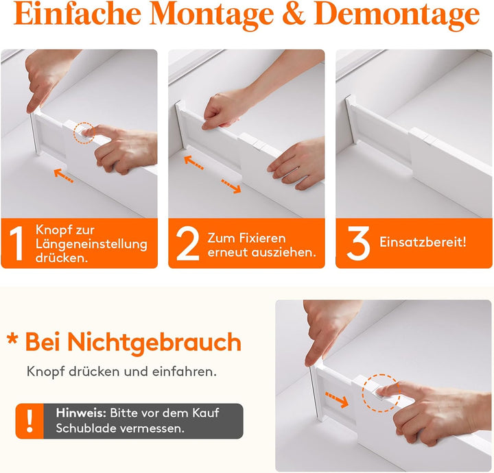 Lifewit 4 Set Schubladentrenner, Verstellbar Schubladen Trenner für Innenlänge 34–50cm & Höhe＞13cm O