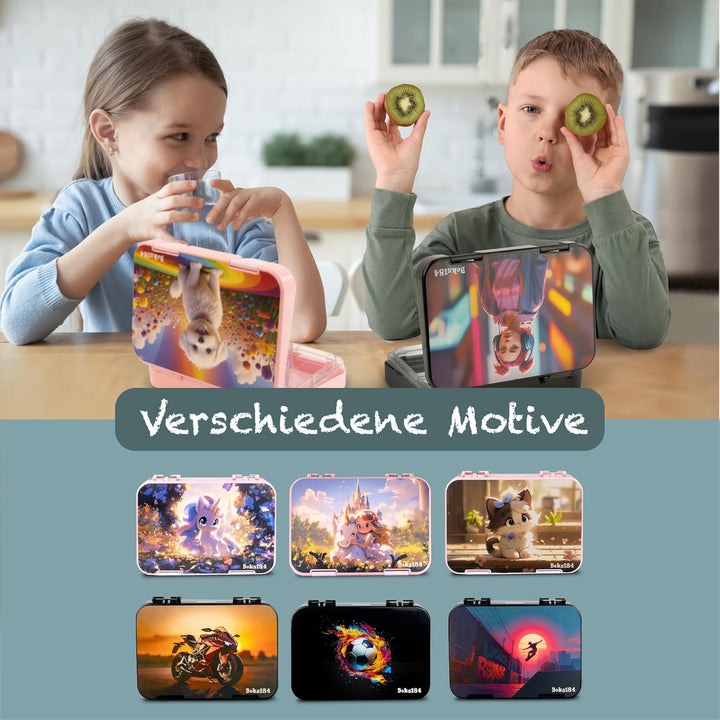 Brotdose Kinder mit Fächern - Bento Box auslaufsicher - robust - BPA Frei Lunchbox - Brotbox für Sch