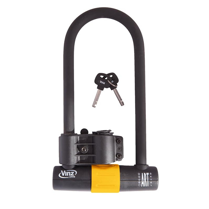 VINZ Ararat Bügelschloss mit Halterung | U-Lock Schloss Motorradschloss Rollerschloss Fahrradschloss