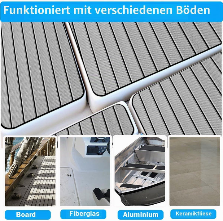 Eva Schaum Boot Bodenbelag Marine rutschfeste Matte 240x112/90/55/41cm Selbstklebend Teakholzimitat