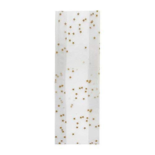 Stollenbeutel PP Motiv: "GOLDENE STERNE" 20 + 7 x 56 cm (50 Stück), 50
