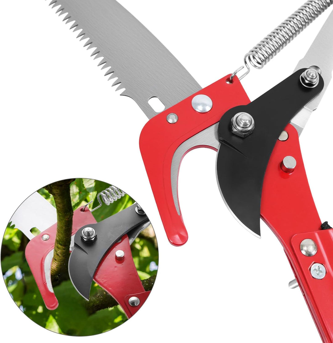 QWORK® 8 m Hochreichbare Hochentaster, Astsäge Baumsäge mit Einstellbare Stiel, Schneidet Sauber und